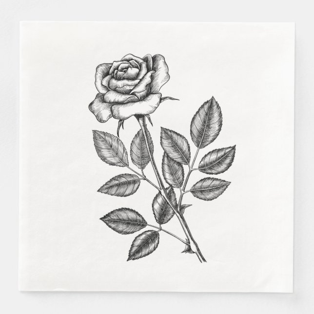 Rose drawing 2 napkin (Front)
