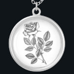 Rose drawing 2 silver plated necklace<br><div class="desc">Vector drawing of a rose based on my sketch.</div>