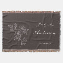 Rose Drawing and Name in White on Dark