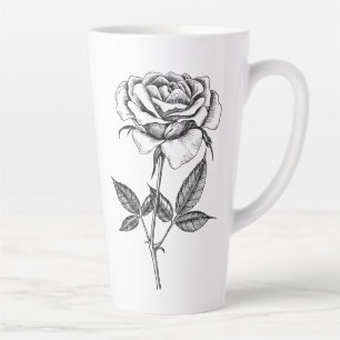 Rose drawing latte mug