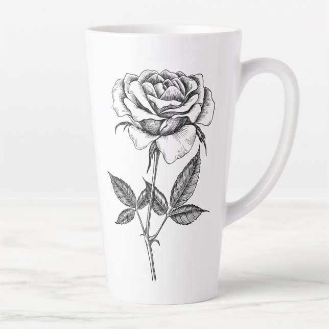 Rose drawing latte mug (Right)