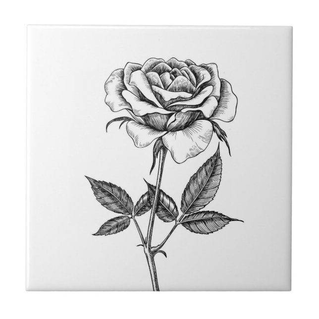 Rose drawing tile (Front)