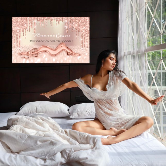 Rose Drips Glitter Body Massage Care GR CODE SPA Appointment Card (Rose Drips Glitter Body Massage Care GR CODE SPA Appointment Card)