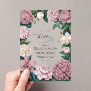 Rose Dust, Silk Blush & Porcelain Cream Wedding Acrylic Invitations