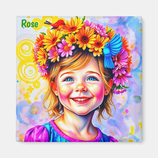ROSE ~ EASTER BONNET ~ Happy Girl ~  Magnet (Front)