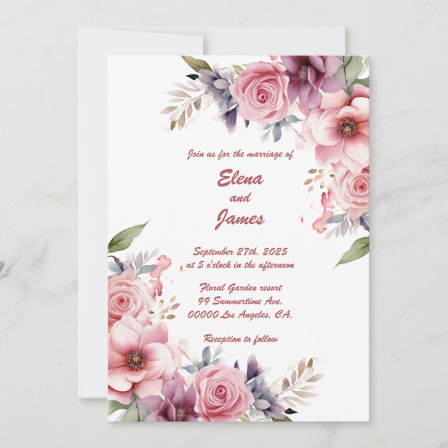 Rose Elegance: Wedding Invitation (Front)