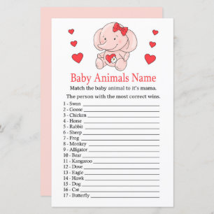 Rose elephant Baby Animals Name Game