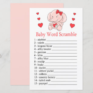 Rose elephant Baby word scramble game