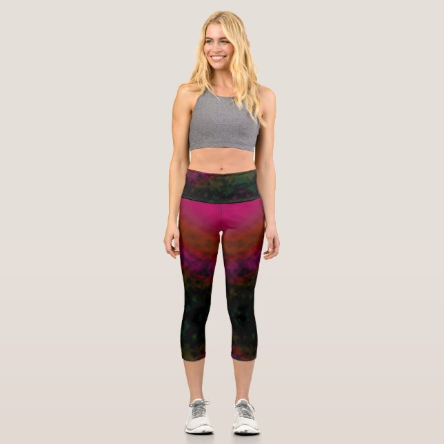 Rose Ember Fade Capri Leggings (Front)