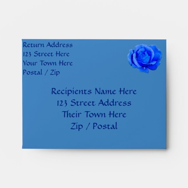Rose Envelopes Personalised Blue Roses Envelopes (Front)