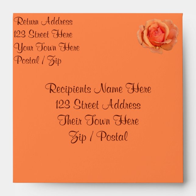 Rose Envelopes Personalised Orange Roses Envelopes (Front)