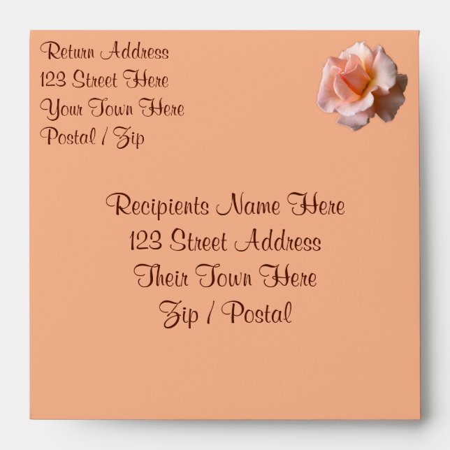 Rose Envelopes Personalised Peach Roses Envelopes (Front)