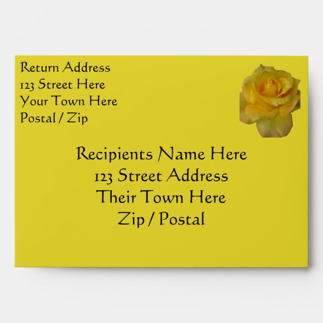 Rose Envelopes Personalised Yellow Roses Envelopes (Front)