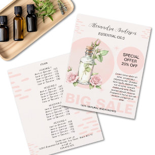 Rose Essential Oils Watercolor Floral Bottle Promo Flyer