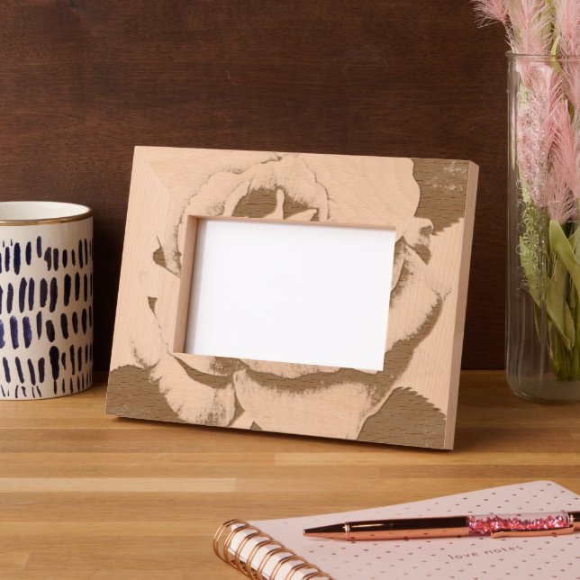 Rose Etched 4"x6" Wood Frame (Left)