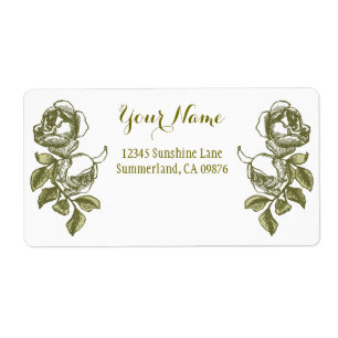 Rose Etching White Golden Custom Shipping Label