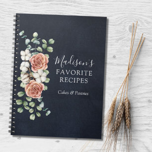 Rose Eucalyptus Floral Botanical Rustic Recipe  Notebook