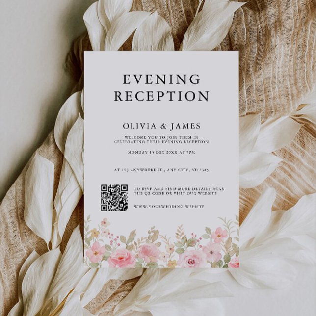 Rose Evening Reception with QR code rsvp Invitation (Rose Evening Reception with QR code rsvp Invitation)