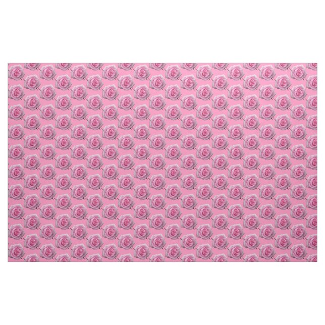 Rose Fabric Pink Rose Fabric Cotton or Poly Custom (Fat Quarter)