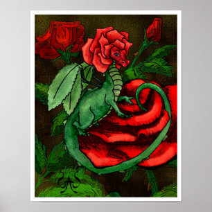 Rose Fairy Dragon Poster