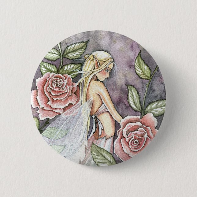 Rose Fairy Pin, Button by Molly Harrison (Front)