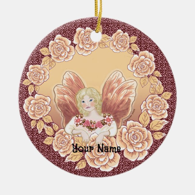 Rose Fairy Ring custom fairy ornament (Front)