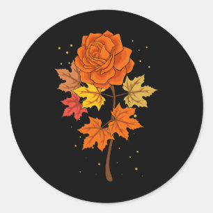 Rose Fall Autumn Leaves Thanksgiving Day Cute Flow Classic Round Sticker