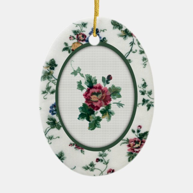 Rose Faux Cross Stitch Ornament (Front)