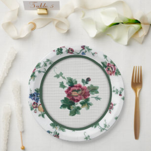 Rose Faux Cross Stitch Paper Plate