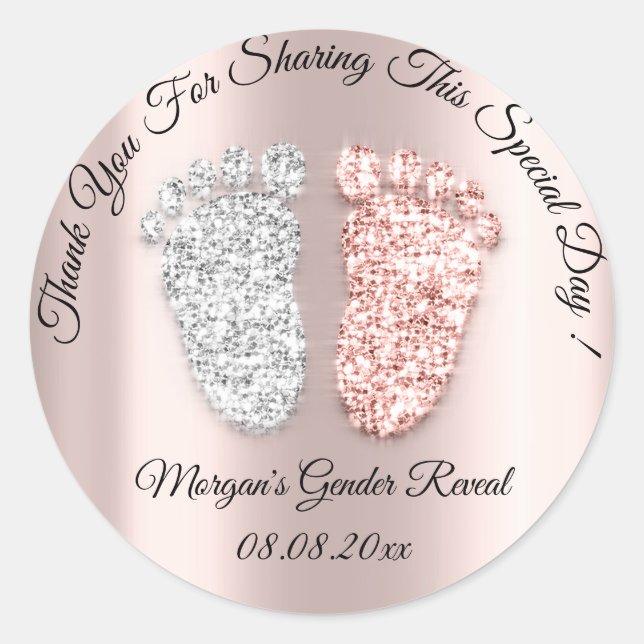 Rose Feet Baby Shower Thank Gender Reveal Favour Classic Round Sticker (Front)