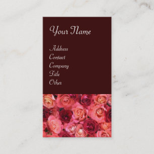 ROSE FIELD ,bright vibrant red pink brown Business Card