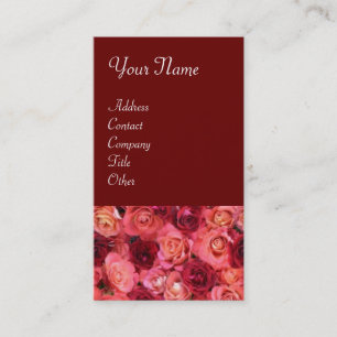ROSE FIELD ,bright vibrant  red  pink Business Card
