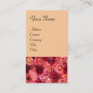 ROSE FIELD ,bright vibrant  red  pink light orange Business Card