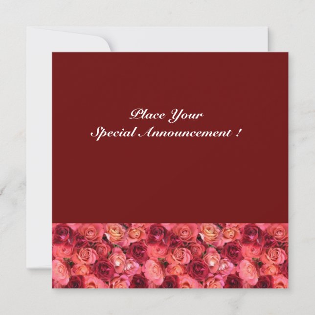 ROSE FIELD MONOGRAM, red pink Announcement (Front)
