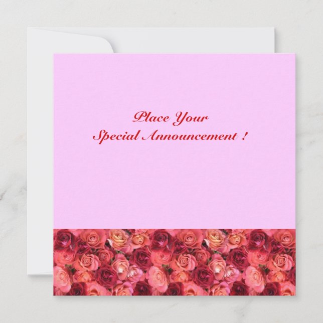 ROSE FIELD MONOGRAM, red pink Announcement (Front)