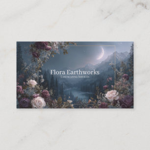 Rose Floral and Crescent Moon Mountain Valley Business Card