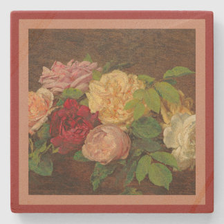 Rose Floral Arrangement Stone Coaster