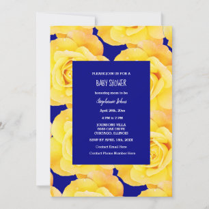 Rose Floral Baby Shower Baby Girl Boy Yellow Blue Invitation