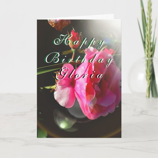 Rose Floral " Birthday" Customizable Card (Front)