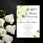 Rose Floral Bouquet 60th Wedding Anniversary Party Invitation<br><div class="desc">Lovely yellow tinged,  white rose and calla lily floral wedding anniversary celebration design.  Composite design by Holiday Hearts Designs (rights reserved).</div>