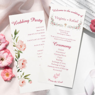 Rose Floral Cream Christian Wedding Program