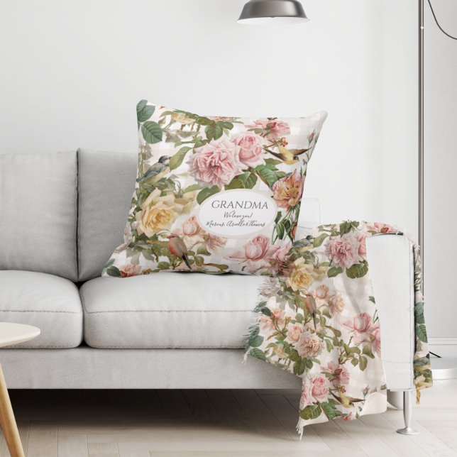 Rose Floral Elegant Blush Pink Grandma Photos Cushion (Creator Uploaded)