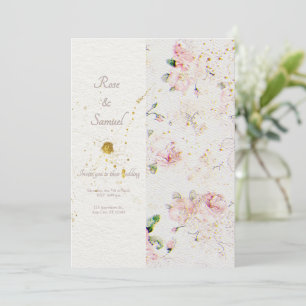 Rose Floral Elegant Paper Textured Wedding Invitation