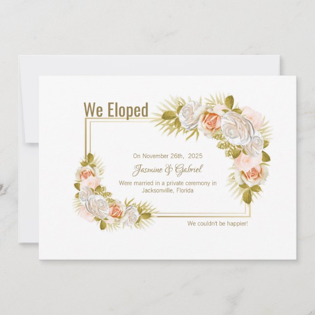 Rose Floral Elopement Announcement (Front)