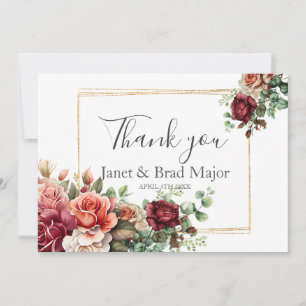 Rose Floral Eucalyptus Wedding Thank You Card