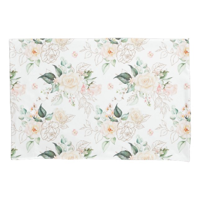 Rose Floral Garden Pattern Pillowcase (Front)