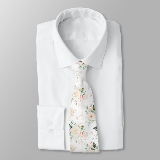 Rose Floral Garden Pattern Tie (Tied)