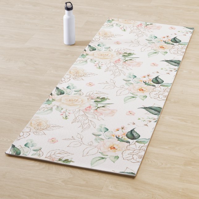 Rose Floral Garden Pattern Yoga Mat (In Situ)