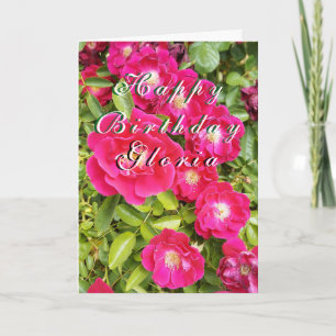  Rose Floral  "Happy Birthday" Customizable Card