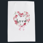 Rose Floral Hearts Bridal Shower Medium Gift Bag<br><div class="desc">Rose Floral Hearts Bridal Shower with personalised quote: love</div>